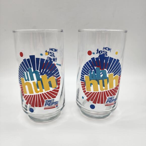 Vtg Diet Pepsi Drinking Glasses Set of 2 You Got The Right One Ray Charles Retro - Picture 1 of 10